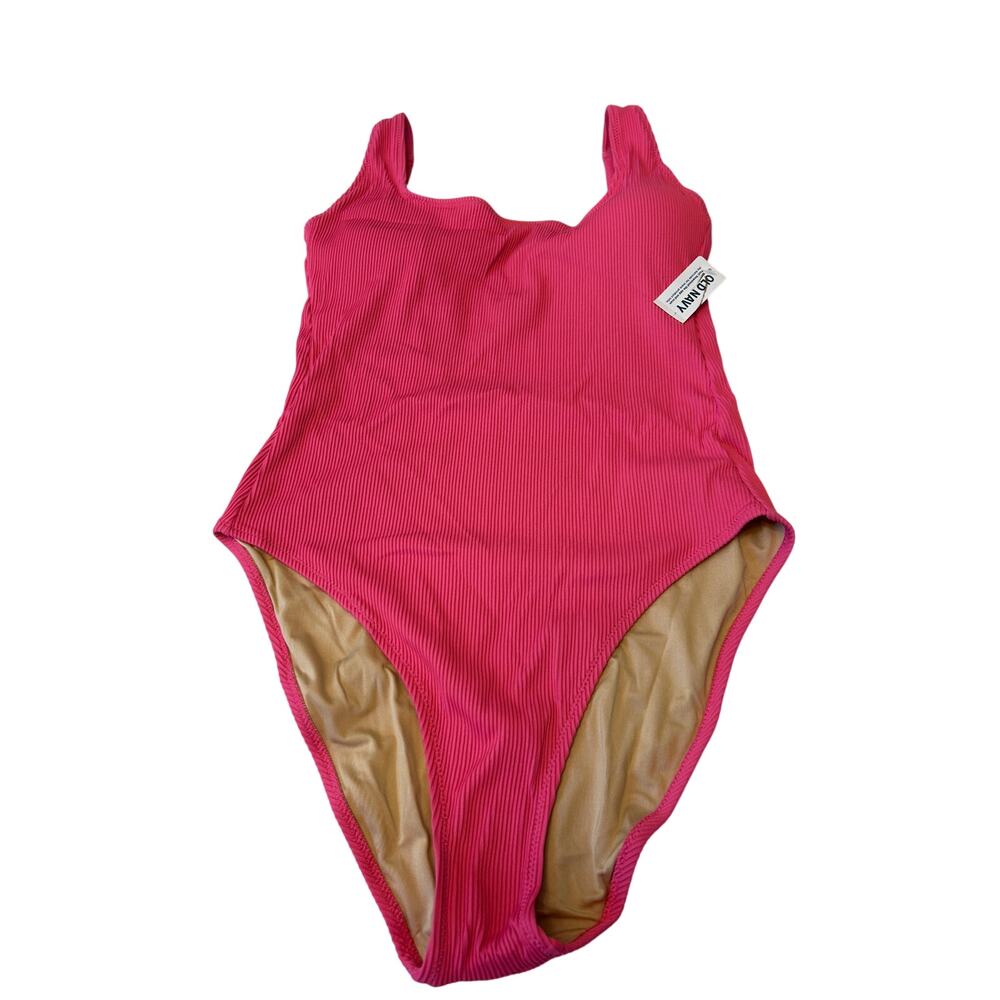 Old Navy Women's Ribbed One Piece Swimsuit Sz M Pink Beach Barbiecore NWT